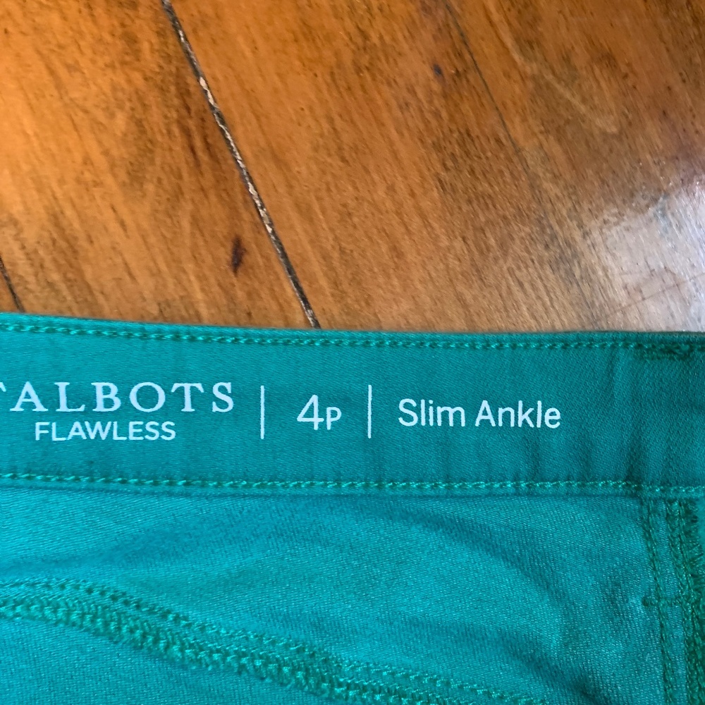 Talbots petites slim ankle stretch crop jeans in green. Worn about 4 times